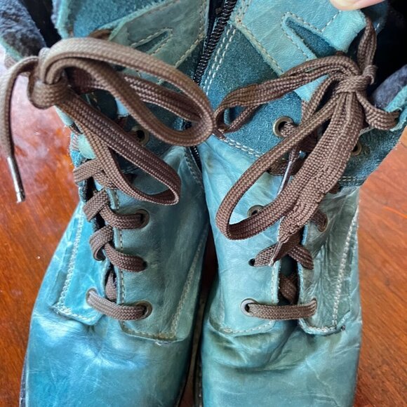 Dromedaris Women's Leather & Suede Ankle Boots -‎ Blue Size 40 - Picture 9 of 11